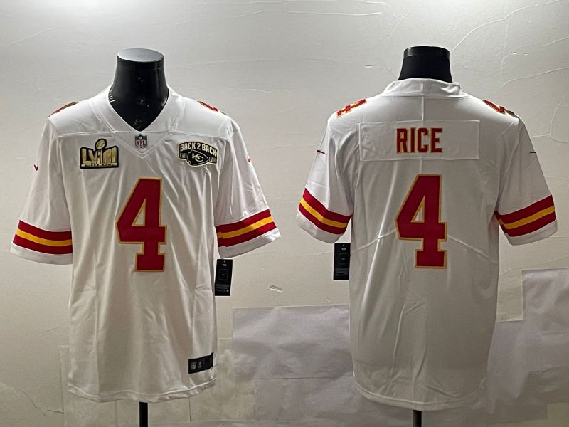 Men Kansas City Chiefs #4 Rice White Second generations 2025 Nike Limited NFL Jersey style 2